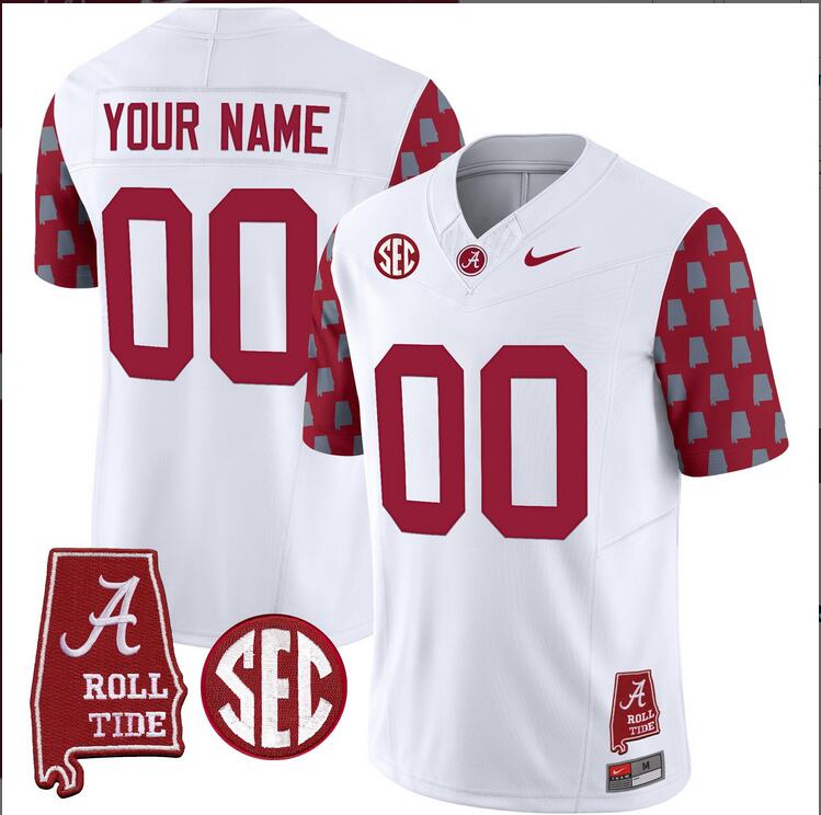 Men Alabama Crimson Tide Vapor Limited Custom white 2024 Nike NCAA Jersey2